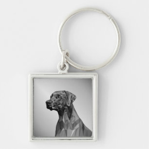 Grijze geometrische hond sleutelhanger