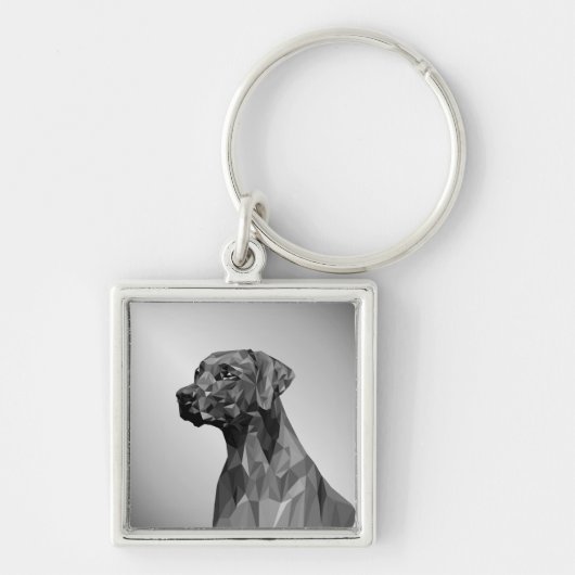 Grijze geometrische hond  sleutelhanger (Voorkant)