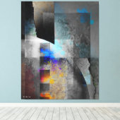 Grijze Geometrische Industriële Grunge Kunst Canvas Afdruk (Insitu (Houten vloer))