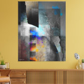 Grijze Geometrische Industriële Grunge Kunst Canvas Afdruk (Insitu (Woonkamer))