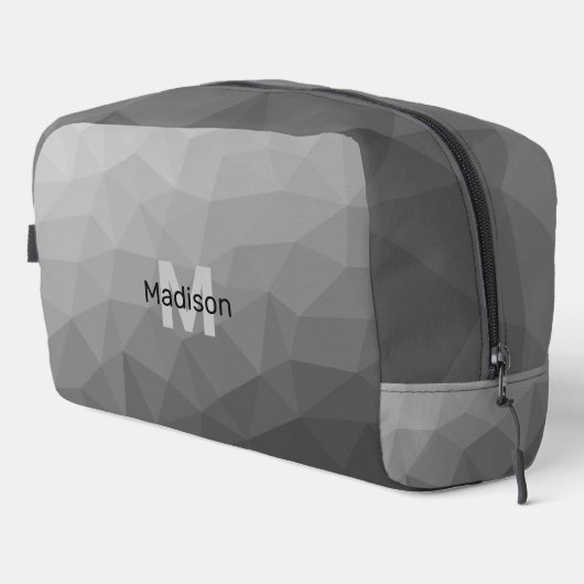 Grijze geometrische mesh monogram toilettasje (Rechterhoek)