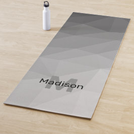 Grijze geometrische mesh ombre patroon Monogram Yogamat