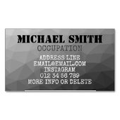 Grijze geometrische mesh patroon Monogram Magnetisch Visitekaartje (Voorkant)