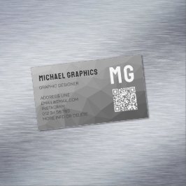 Grijze geometrische mesh patroon QR code Magnetisch Visitekaartje