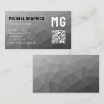 Grijze geometrische meshpatroon QR-code Monogram