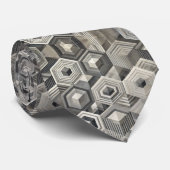 Grijze Geometrische patronen Stropdas (Opgerold)