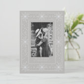 Grijze geometrische sterrand Kerstfoto Feestdagenkaart (Staand voorkant)