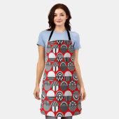 Grijze gepatterde ovalen schort (Gedragen)