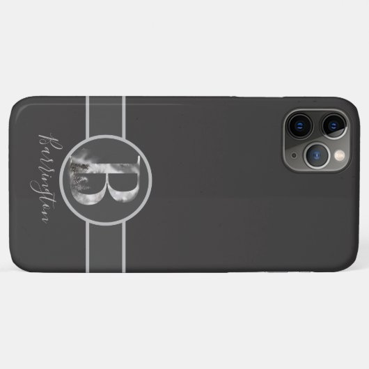 Grijze, gepersonaliseerd Monogram B Case-Mate iPhone Case (Achterkant (horizontaal))