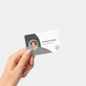 Grijze gepersonaliseerde foto, logo, barcode werkn badge (Handheld)