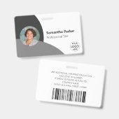 Grijze gepersonaliseerde foto, logo, barcode werkn badge (Voor- en achterkant)