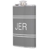 Grijze gepersonaliseerde monogrammed Initialen Dri Heupfles (Links)