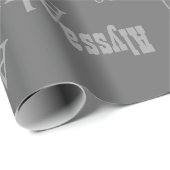 Grijze gepersonaliseerde naam cadeaupapier (Rol Hoek)