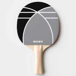 Grijze gepersonaliseerde pingpongbat met naam tafeltennisbatje
