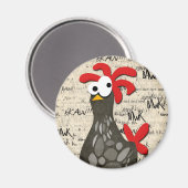 Grijze gespikkelde kip magneet (Voorkant / Achterkant)