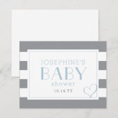 Grijze gestreepte douche lichtblauw bedankkaart (Voorkant / Achterkant)