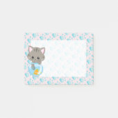 Grijze gestreepte kitten met vissenkom post-it® notes (Voorkant)
