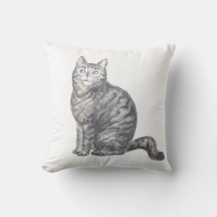 Grijze gestreepte tabby kat waterverf kitten poes kussen