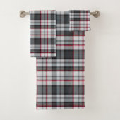 Grijze getextureerde tartan plaid bad handdoek (Insitu)
