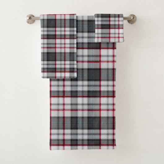 Grijze getextureerde tartan plaid bad handdoek (Insitu)