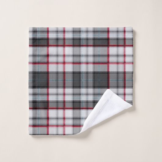 Grijze getextureerde tartan plaid bad handdoek (Wasdoekje)