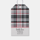 Grijze getextureerde tartan plaid cadeaulabel (Voorkant)