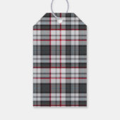Grijze getextureerde tartan plaid cadeaulabel (Achterkant)