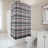 Grijze getextureerde tartan plaid douchegordijn (In situ)