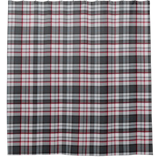 Grijze getextureerde tartan plaid douchegordijn (Voorkant)