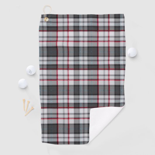 Grijze getextureerde tartan plaid golfhanddoek (Insitu)
