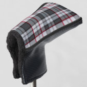 Grijze getextureerde tartan plaid golfheadcover (3/4 voorkant)
