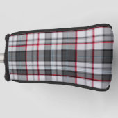 Grijze getextureerde tartan plaid golfheadcover (Voorkant)