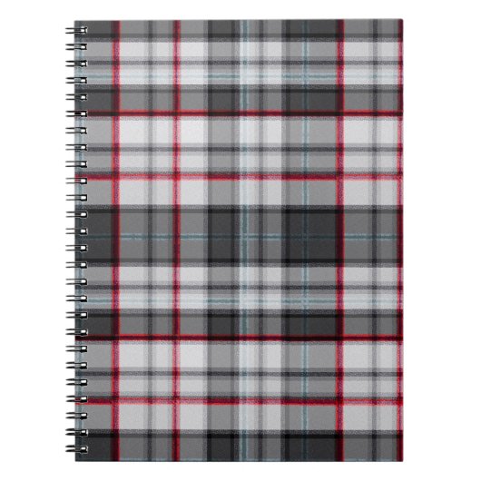 Grijze getextureerde tartan plaid notitieboek (Voorkant)