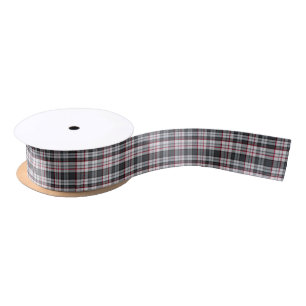 Grijze getextureerde tartan plaid satijnen lint