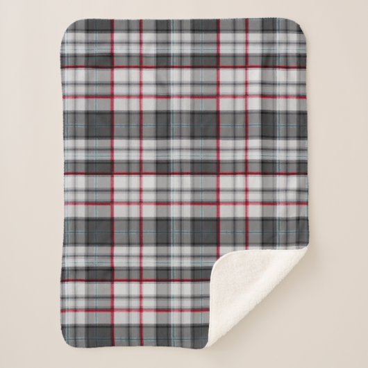 Grijze getextureerde tartan plaid sherpa deken (Voorkant)