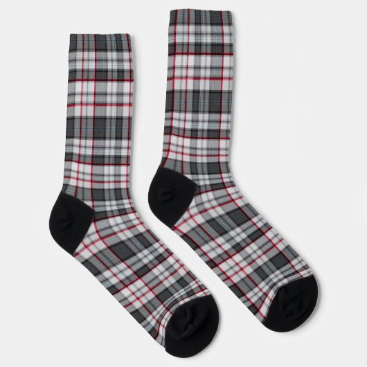 Grijze getextureerde tartan plaid sokken (Rechts)