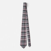 Grijze getextureerde tartan plaid stropdas (Voorkant)