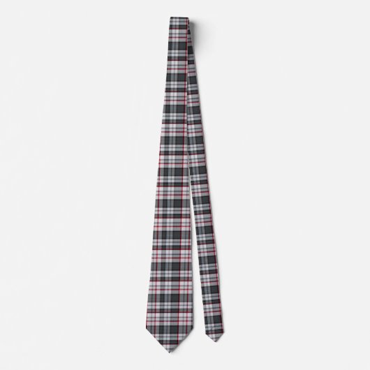 Grijze getextureerde tartan plaid stropdas (Voorkant)