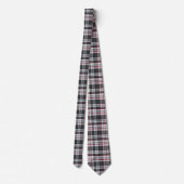 Grijze getextureerde tartan plaid stropdas (Achterkant)