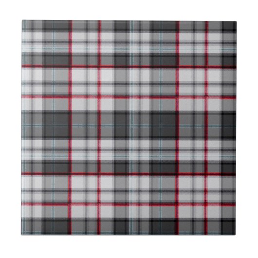 Grijze getextureerde tartan plaid tegeltje (Voorkant)