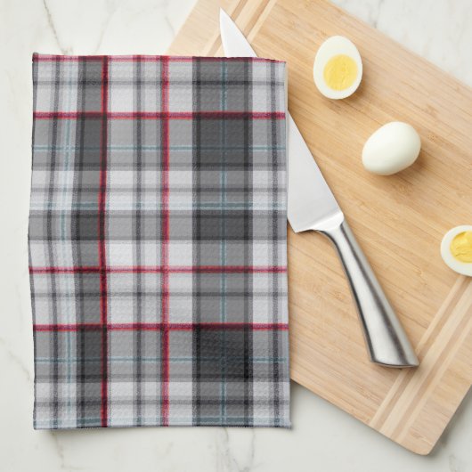 Grijze getextureerde tartan plaid theedoek (Quarter Fold)
