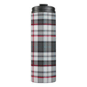 Grijze getextureerde tartan plaid thermosbeker