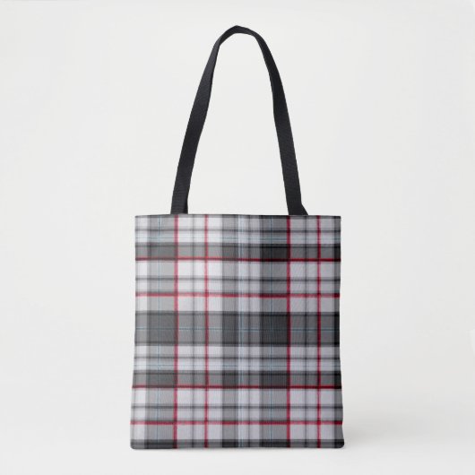 Grijze getextureerde tartan plaid tote bag (Voorkant)