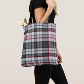Grijze getextureerde tartan plaid tote bag (Dichtbij)