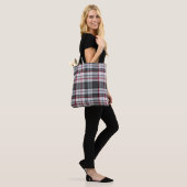 Grijze getextureerde tartan plaid tote bag (Op model)