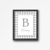 Grijze Gingham Plaid Geboortenaambord Poster