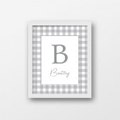 Grijze Gingham Plaid Geboortenaambord Poster