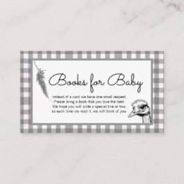 Grijze Gingham Struisvogel Boeken voor Baby Informatiekaartje