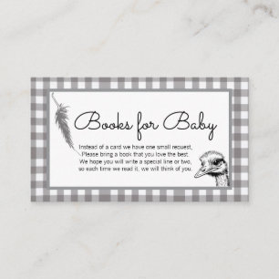 Grijze Gingham Struisvogel Boeken voor Baby Informatiekaartje