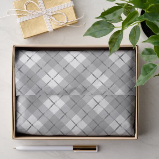 Grijze Gingham tissue papier (Geschenk)